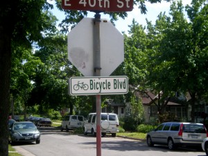 Minneapolis bike boulevard sign